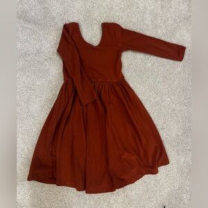 Alice and Ames Long Sleeve Kids Dress - Rust